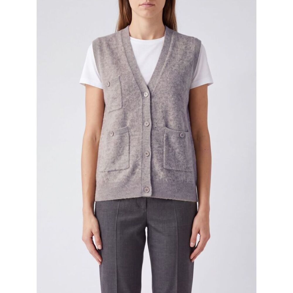 Parosh Women V-Neck Knitted Vest P.A.R.O.S.H. In Yak And Wool With Patch Pockets
